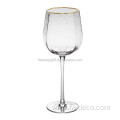 best price ribbed wine glass with gold rim